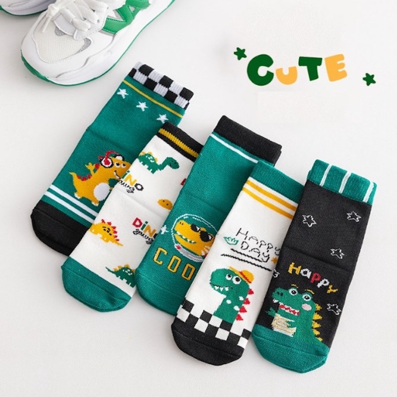 Boys Dinosaur 3-5 years Summer Cotton Socks Set of 5 Pairs KS61